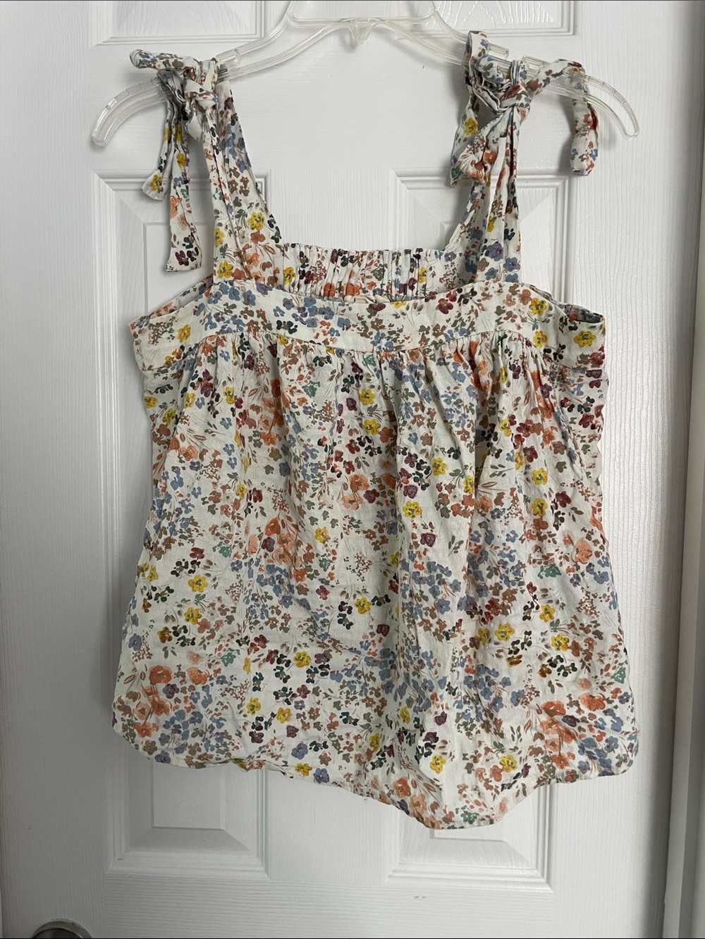 Women's Floral Tie-Shoulder Tank Top - White Multi